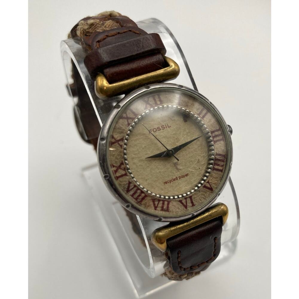 Rare VTG Fossil EC-6839 Watch 30mm - Fresh Battery - WR - Recycled Paper - Picture 11 of 14